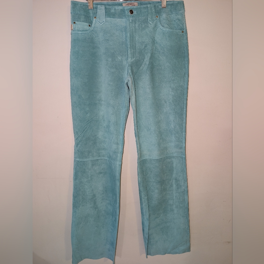 Brand New Without Tags Skotts Aqua Suede Boot cut Pants